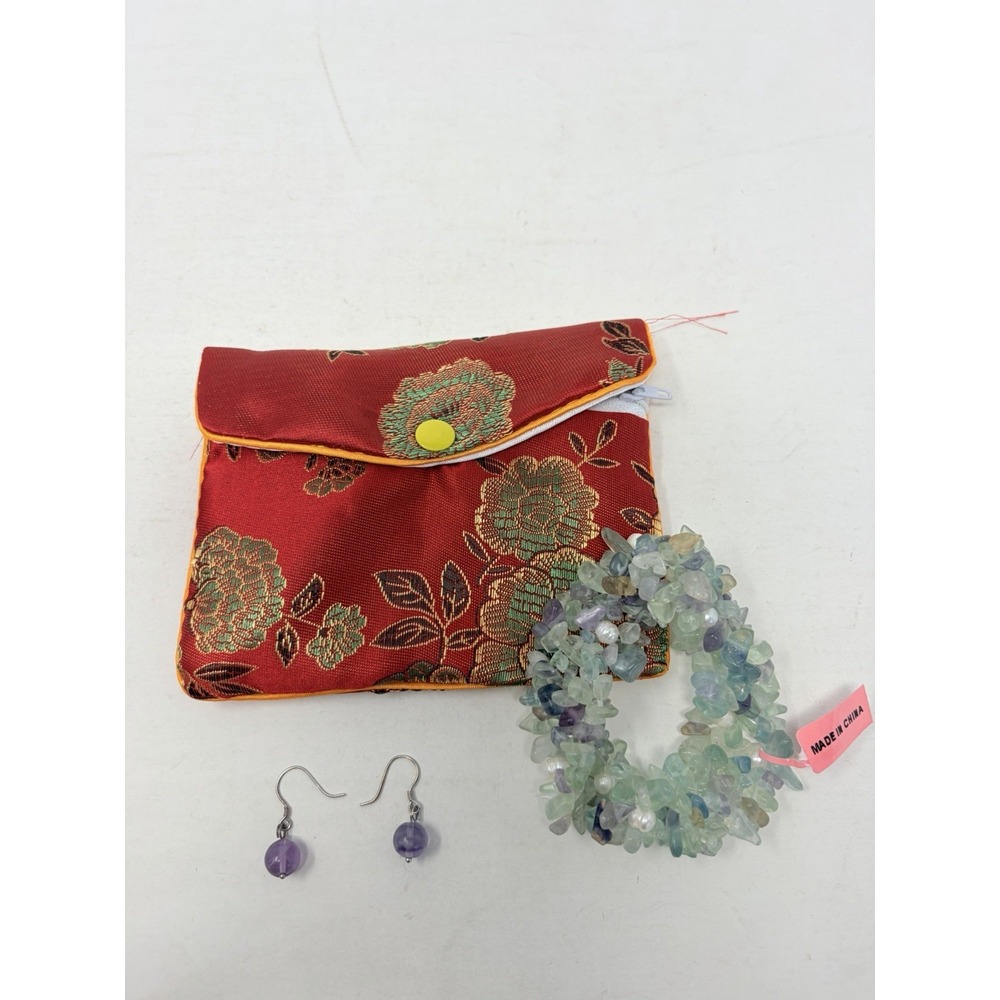 Shop LC African Fluorite Chips/Freshwater Pearl Bracelet & Earrings Set 5504